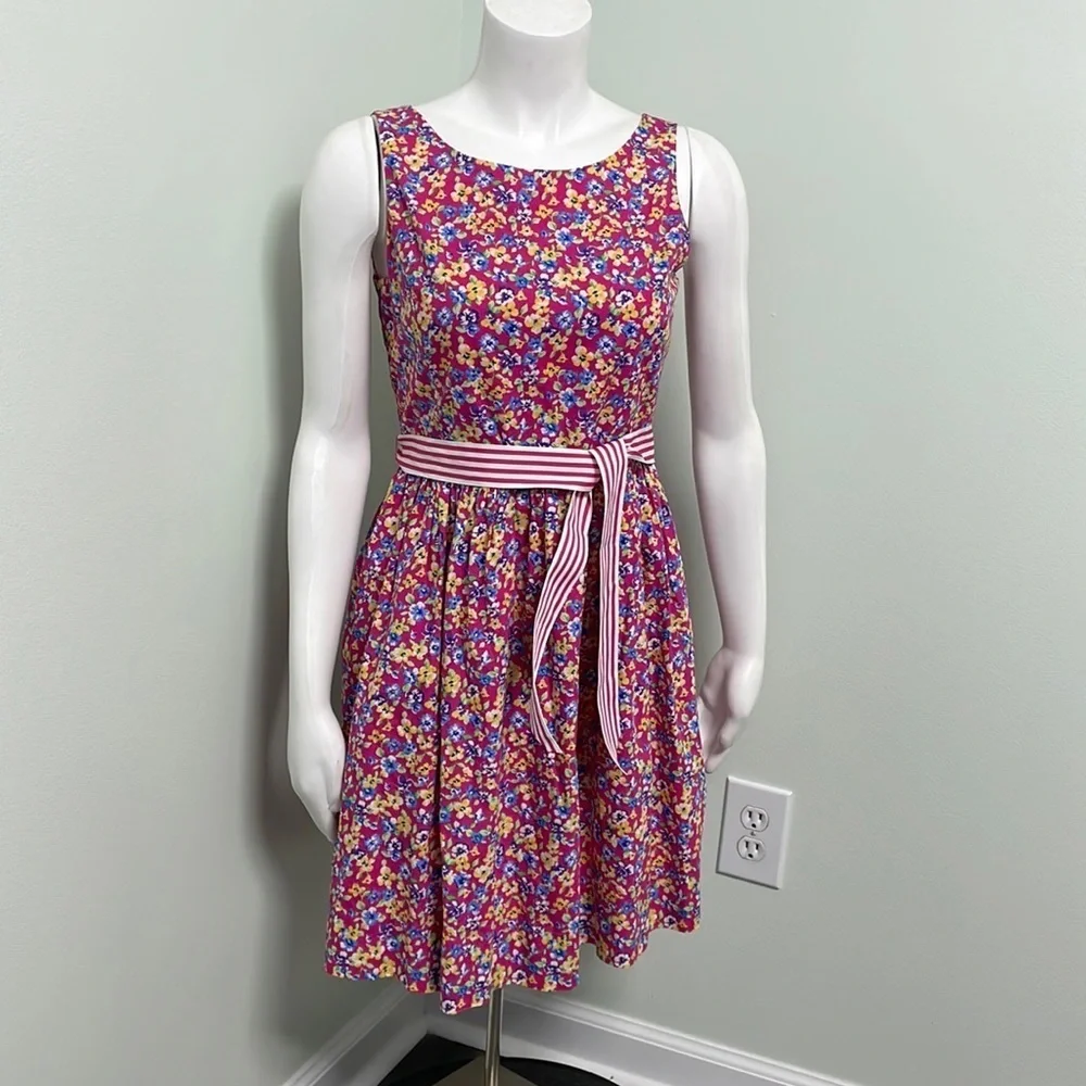 RALPH LAUREN floral dress spring wedding size 16 pink white yellow